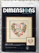 "Heart Of Love"  1983 Dimensions Counted Cross Stitch Kit  3555 Repackaged