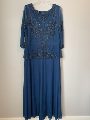 NWT Pisarro Nights Blue Beaded Bodice 