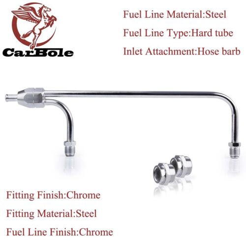Chrome Dual Feed Fuel Line For Holley Carburetor 4150 Double Pumper 3/8 Hose SBC - Picture 7 of 12
