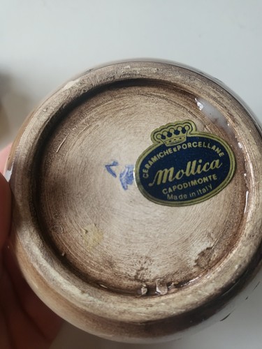 Piatto vintage Mollica Capodimonte con coperchio, portagioie, barattolo vanità, Napoli Italia - Foto 3 di 5
