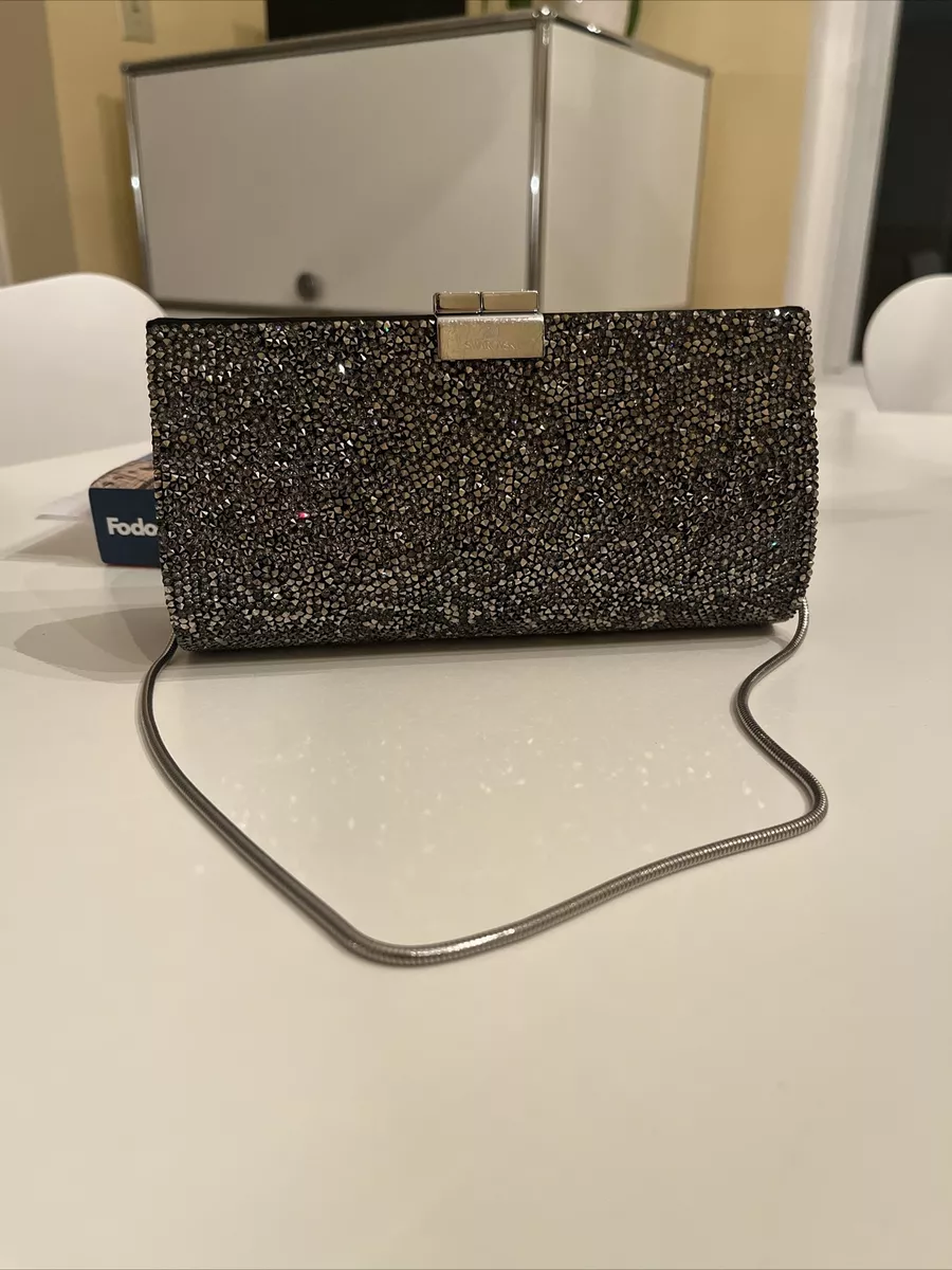 SWAROVSKI POWER ROCK CRYSTAL CLUTCH EVENING BAG PURSE WITH CHAIN HANDLE