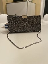 Swarovski Power Rock Crystal Clutch Evening Bag Purse With Chain Handle