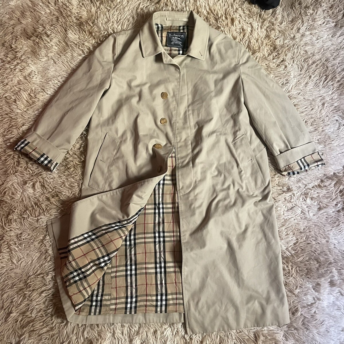 vintage Burberry Trench Coat winter jacket Nova Check men's