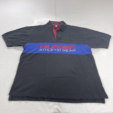 Vintage Tommy Hilfiger M Polo Shirt Athletic Gear Spell Out 90s Y2K Color Block