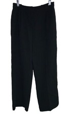 VALENTINO Italy Black 100% Virgin Wool Work Professional Wide Leg Pants Sz 6