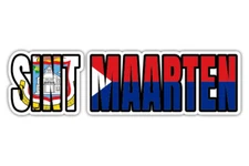 Sint Maarten Flag Country Name Vinyl Sticker - SELECT SIZE