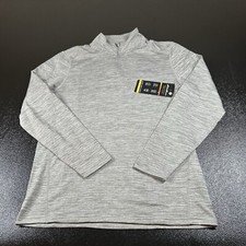 Eddie Bauer Base Layer Sweater Mens Medium Gray 1/4 Zip Heavyweight Stretch New