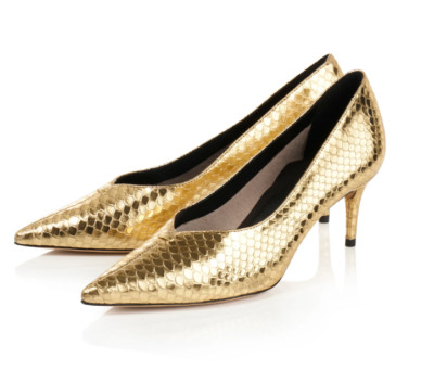 CARRANO Damen Schuh Pumps geprägtes Leder roségold Pfennigabsatz Gr 39 NEU B371