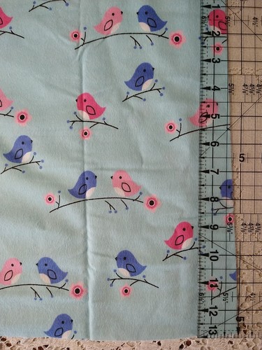 Blue Pink Cute Birds Snuggle Cotton Flannel Fabric 23x44" Blue Floral