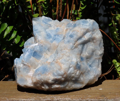 Raw Smooth Natural Blue Calcite Crystal Chunk 717 Grams From Mexico White Blue