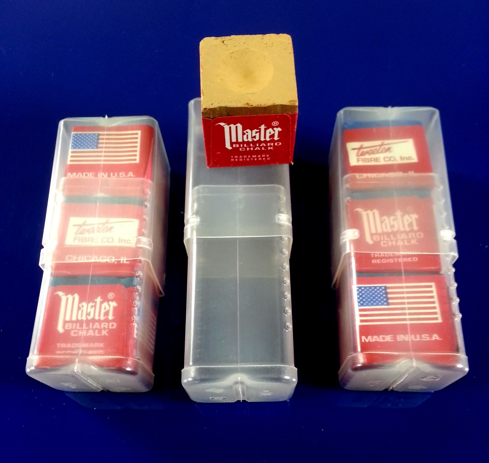 (3) Pieces Of Gold Master Chalk & (1) Billiard & Pool Cue Chalk Holder ...