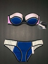 NWT Victoria Secret Multi Crochet Stitched Bandeau Swimsuit Bikini 34C S
