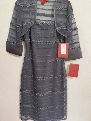 JS Collections NWT Mesh Ruffle Sheath Dress Bolero Jacket Shrug