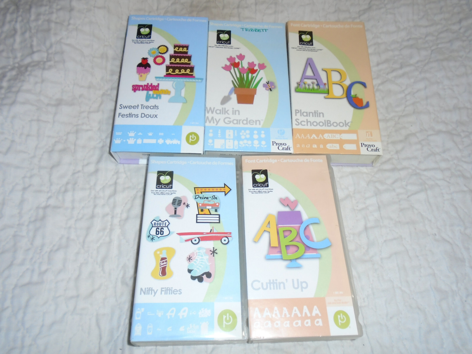 Cricut Die Cutting Cartridges LOT OF 5 Plantin Schoolbook Cuttin Up