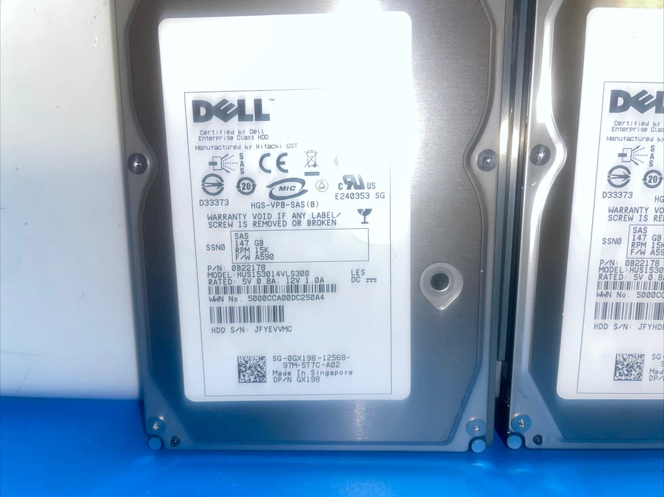 * 4x Dell Hitachi GX198 15K RPM 3.5" 147GB  SAS Server Hard Drive W/F238F TRAY - Image 3 of 4