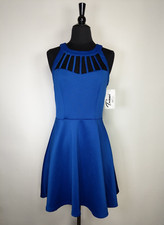 Trixxi Blue Sleeveless Cutout Neck Fit Flare Dress Size 9 NWT