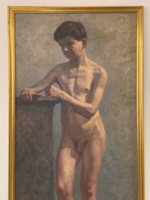 ❗Jüngling/Knabe Front-Aktstudie -1906 H. Wernecke/Öl/Leinwand/kaschiert Rahmen❗️ - Bild 1 von 4