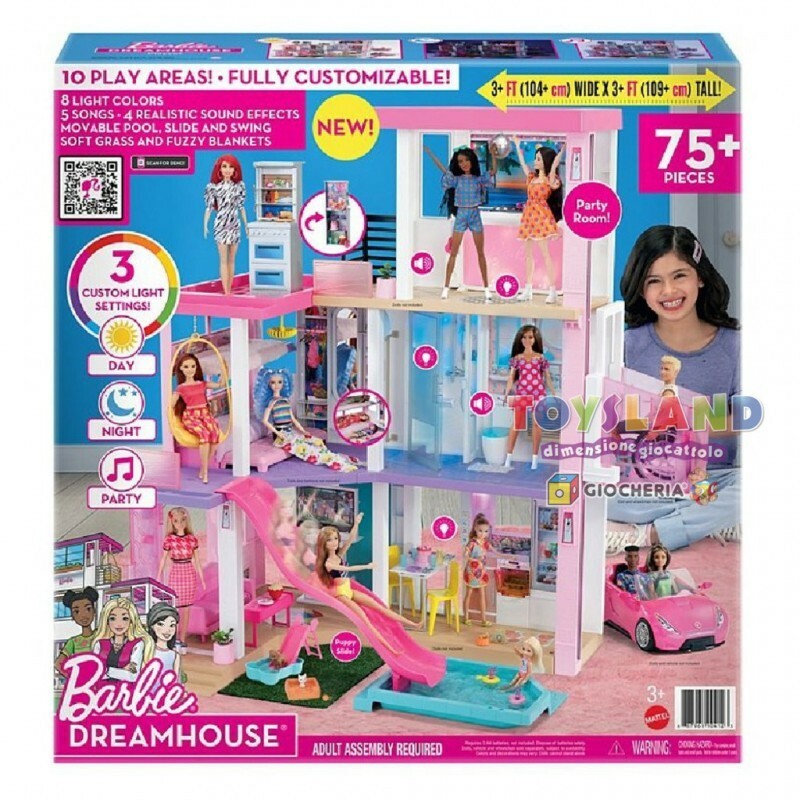 Barbie Casa dei Sogni Piani con 75+ Accessori Bianca/Rosa