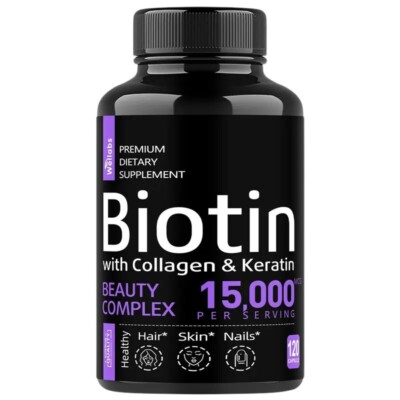 Biotin with Collagen & Keratin Capsules - Strong Nails, Hair Growth Supplements