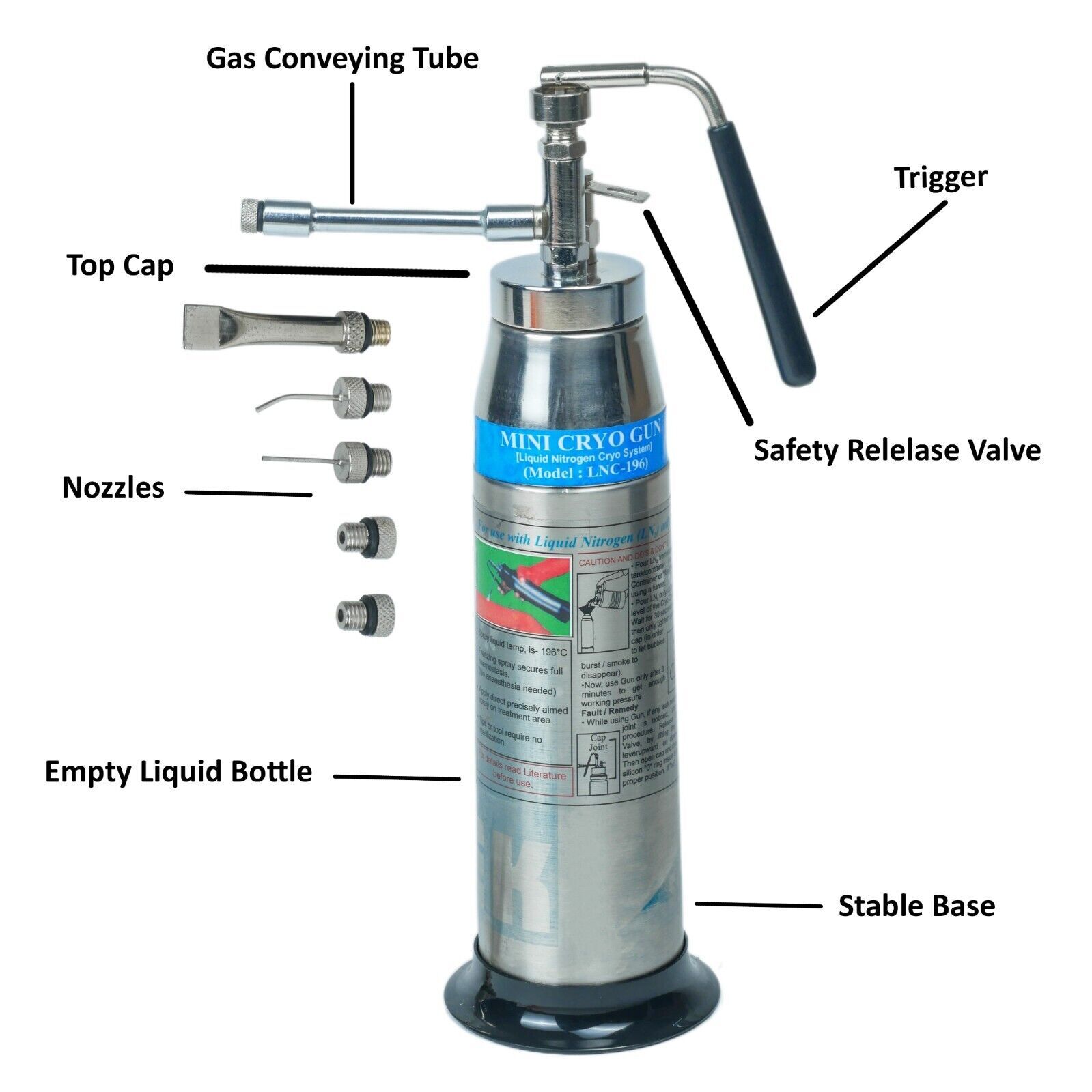 New Mini Cryo Gun Liquid Nitrogen Sprayer Cryo Spray 300 ml with 5