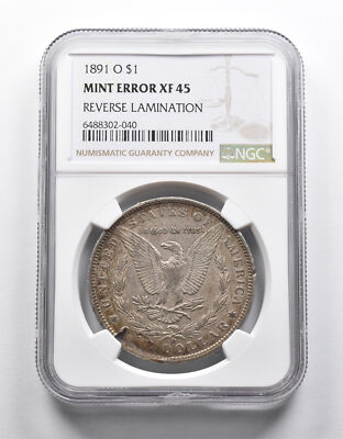 Mint Error XF45 1891-O Morgan Silver Dollar REV Lamination NGC