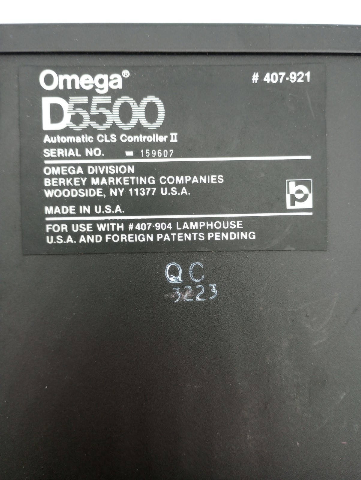 Berkey Omega D5500 Automatic CLS Controller - Not Tested