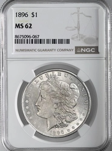 1896-P  $1  MORGAN SILVER DOLLAR  "PHILADELPHIA MINT"  NGC MS62 #8675096-067