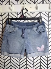 Cat  Jack Blue Denim Butterfly Embroidered Shorts Girls XL 14/16 7023