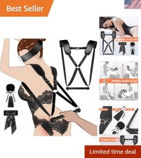 Ultimate Couples BDSM Restraint Set: Adjustable Harness with Blindfold Tickler