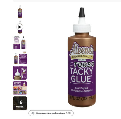 Aleene's 29682 All Purpose Turbo Tacky Glue, 4-Ounce