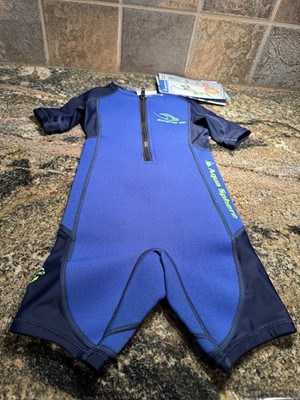 Aqua Sphere Stingray Short Sleeve Unisex Kids Wetsuit-UV Protection Blue size 1Y