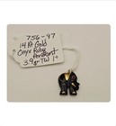 Vintage 14K Gold Black Onyx Carved Elephant Pendant Ruby Eye 3.9g 585 Estate — photo 5