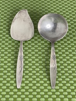 Oneida Community ENCHANTMENT Gentle Rose Silverplate 2pc Serving Set Flatware