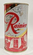 Red Rainier Flat top Beer Can (Man skiing, Golden gate bridge)