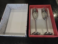 New 2 x Ruby Anniversary champagne flutes in presentation box Heart design