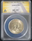 1948-D Franklin Half Dollar ANACS MS-65 FULL BELL LINES