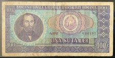 1966 ROMANIA PAPER MONEY - 100 LEI BANKNOTE!