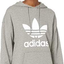 adidas Originals Women's Adicolor Trefoil Hoodie, Grey Heather, NWT