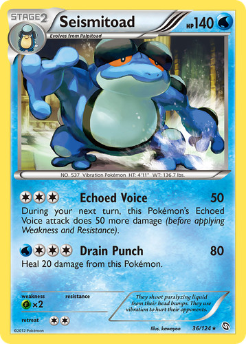 2012 Seismitoad 36/124 Rare Dragons Exalted Pokemon Moderately Played