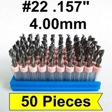 4mm .157" #22 Drill Bits Solid Carbide FIFTY Pieces 1/8" Shanks