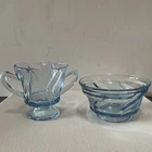 Set 2 Fostoria JAMESTOWN BOWL BLUE Glass Fruit Dessert & Sugar Bowl Handles