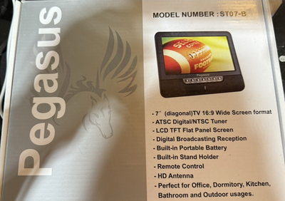 #ad Pegasus 7” Digital TV ATSC Tuner Portable LCD TFT Television NIB Remote $50.69