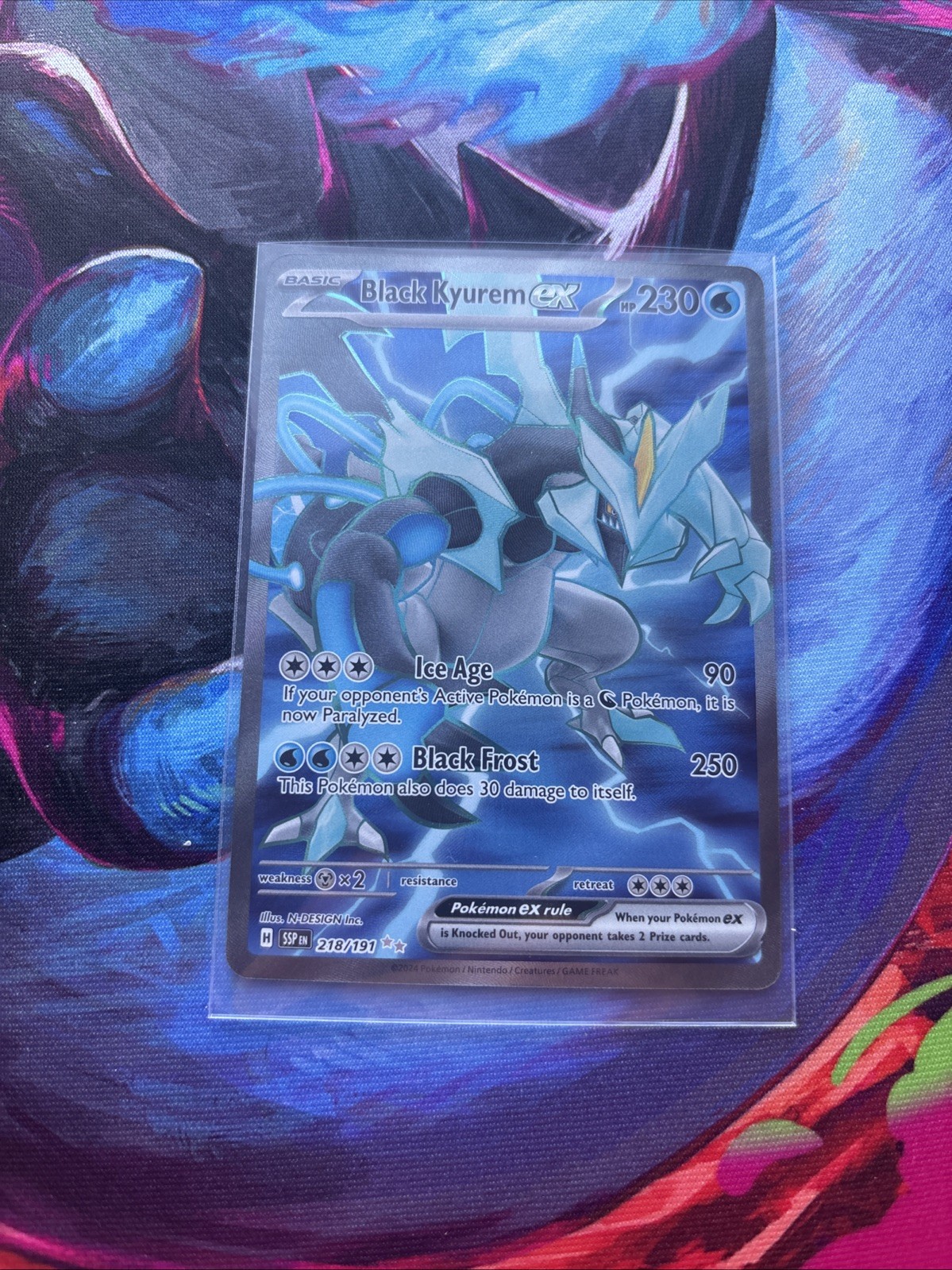 Kyurem EX Holo Ultra Rare Black Sv08: Surging Sparks 218/191 NM Condition