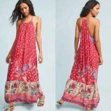 Anthropologie Floriet Juniper Red Purple Layered Bohemian Maxi Dress L