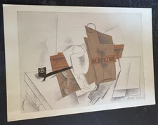 art postcard Picasso Pipe Glass Bottle of Rum MOMA unposted