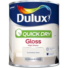 Dulux Quick Dry Gloss 2.5L Pure Brilliant White Paint Interior Wood Metal UK