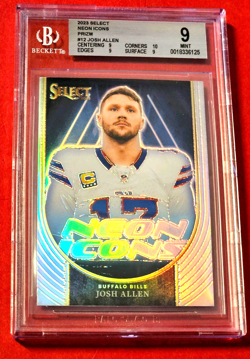2023 Panini Select - Neon Icons Josh Allen #NI-JAL Silver Prizm BECKETT MINT 9
