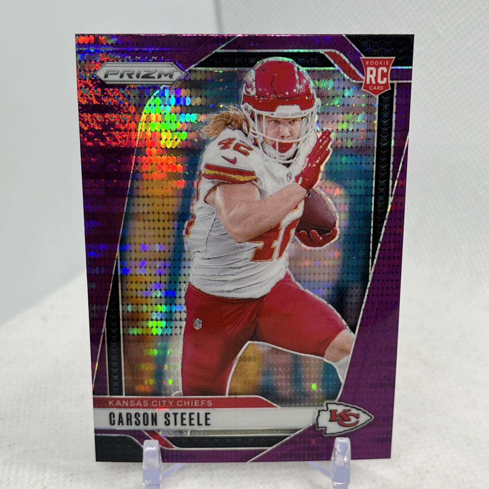 2024 Prizm - Carson Steele Purple Pulsar Prizm RC #377 KC Chiefs Super Bowl
