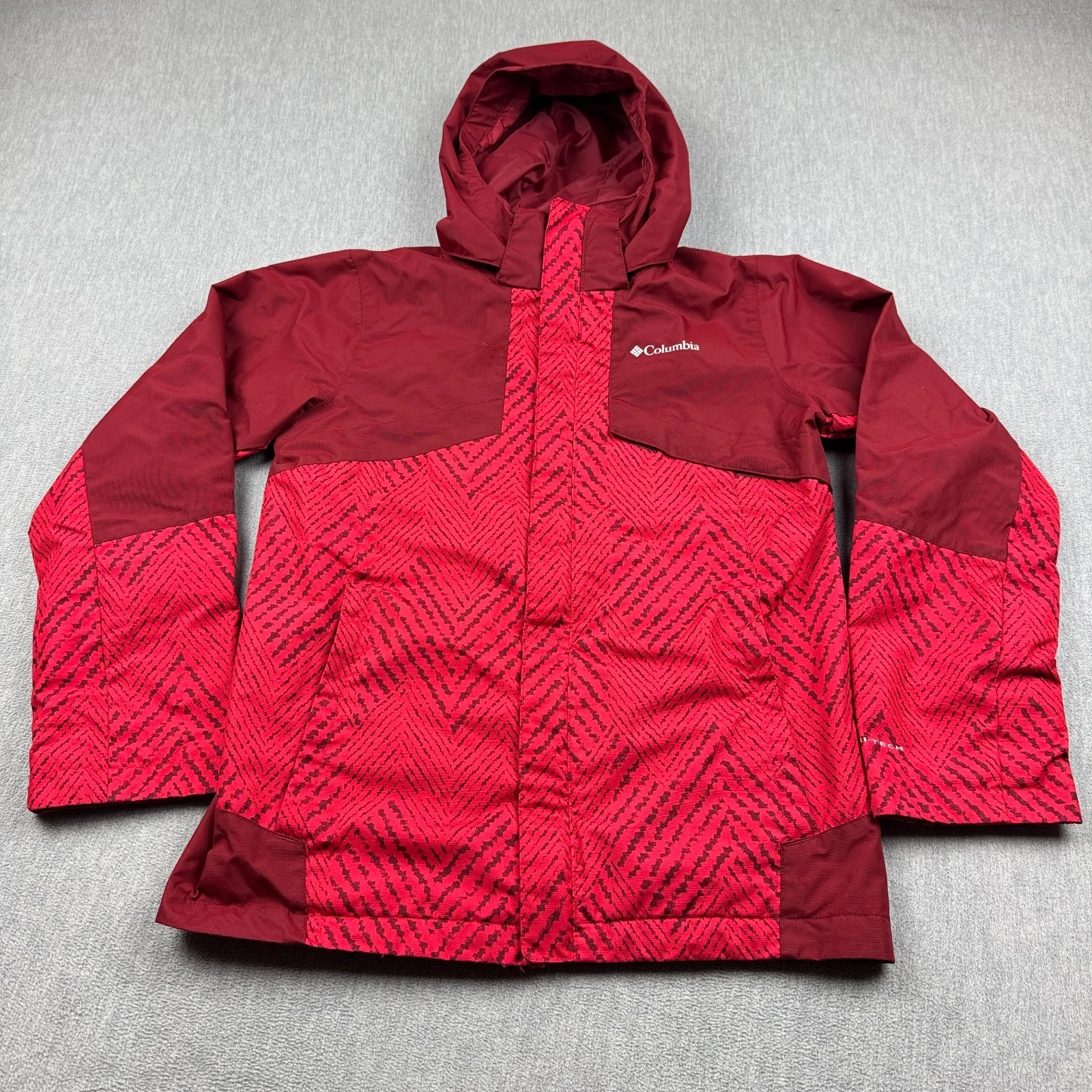 Columbia Jacket Youth Boys Large 14-16 Red Bugaboo II Interchange Hooded Outdoor