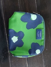 CLINIQUE  Kate Spade Cosmetic Bag Blue Green Navy Floral Zip Closure